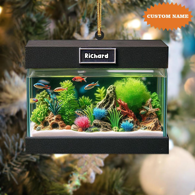 2D Flat Personalized Aquarium Christmas Ornament
