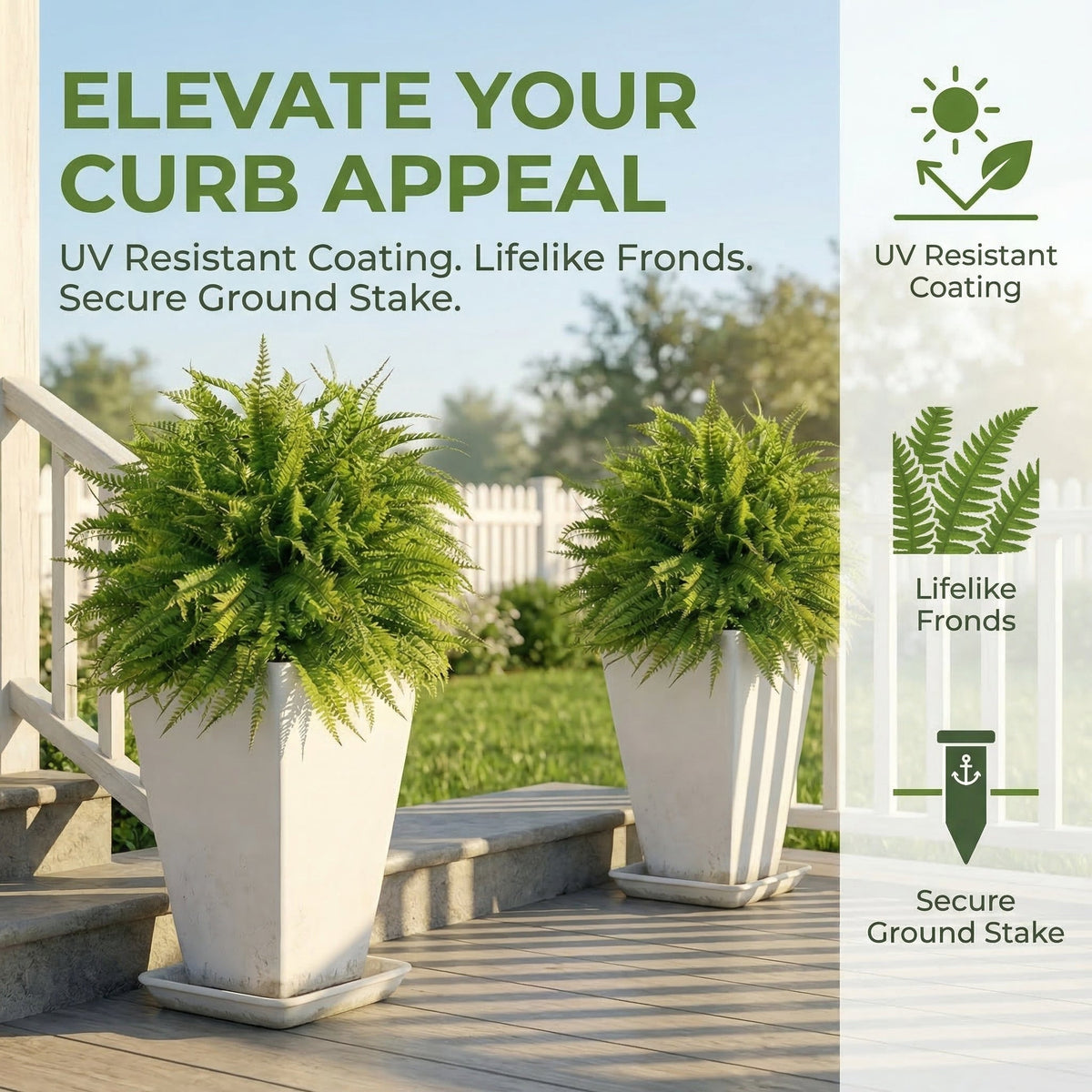 Artificial Fern Garden Stake for Outdoor Landscaping