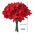 7 Heads Artificial Poinsettia Bouquet (5 Pack) - UV resistant, Waterproof, Windproof