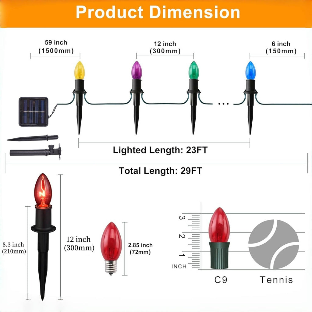 Solar Christmas Lights Outdoor 20 Pathway Lights