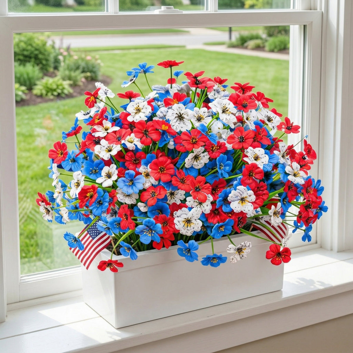 Patriotic Red, White & Blue Faux Floral Arrangement