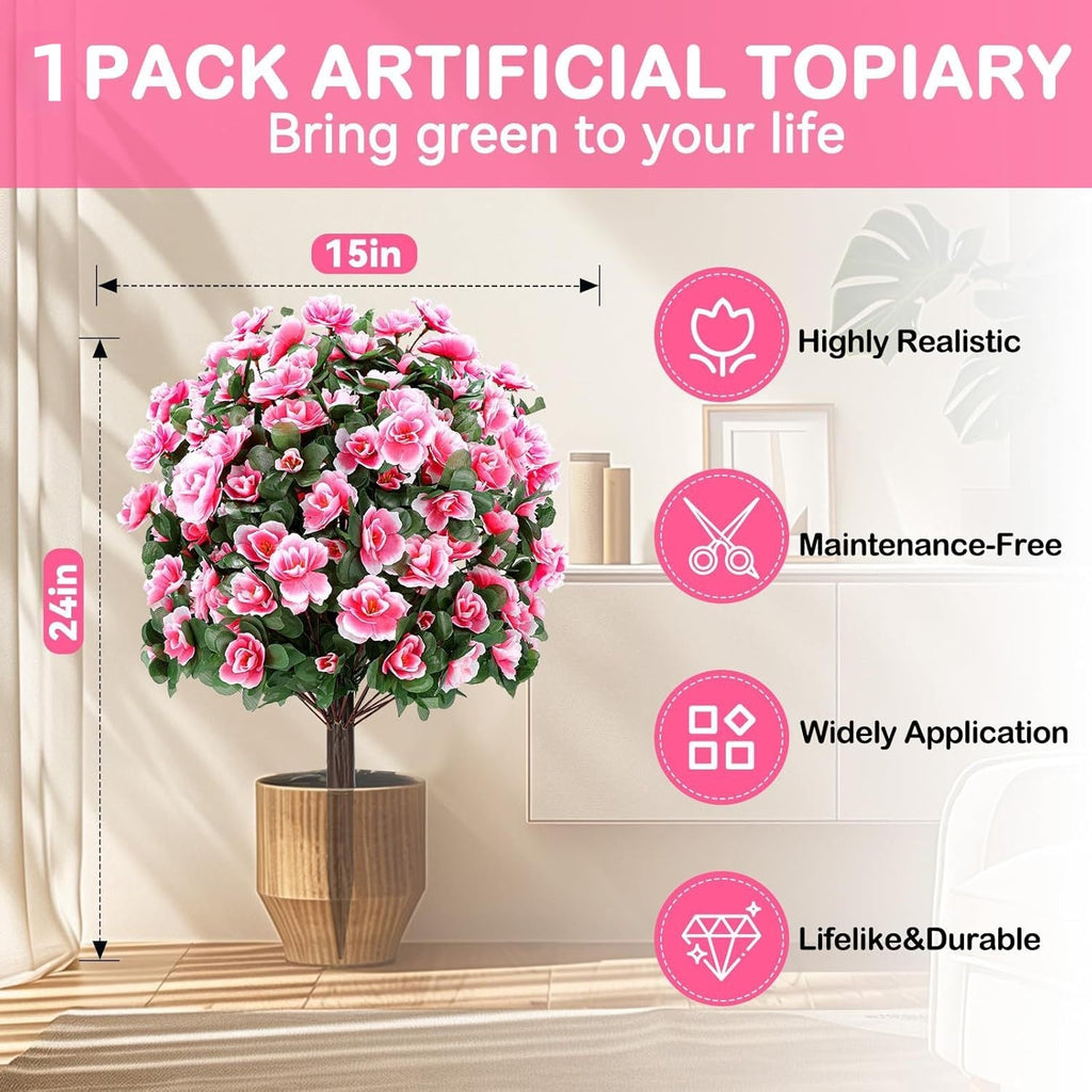 Artificial Pink Azalea Flower Ball for Garden & Porch