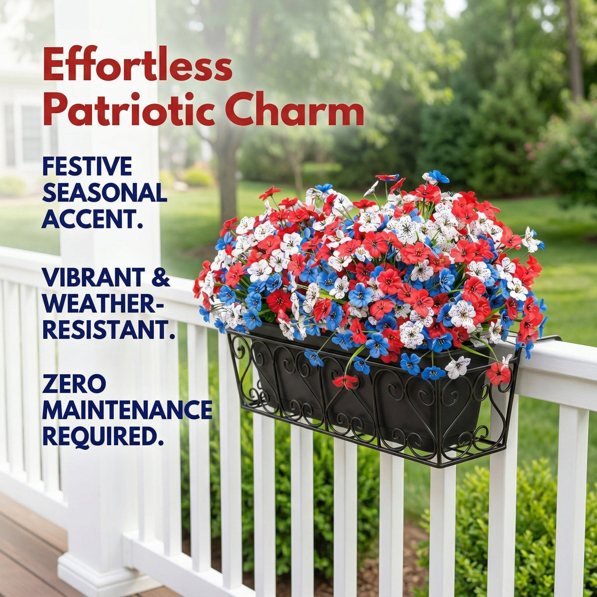 Patriotic Red, White & Blue Faux Floral Arrangement
