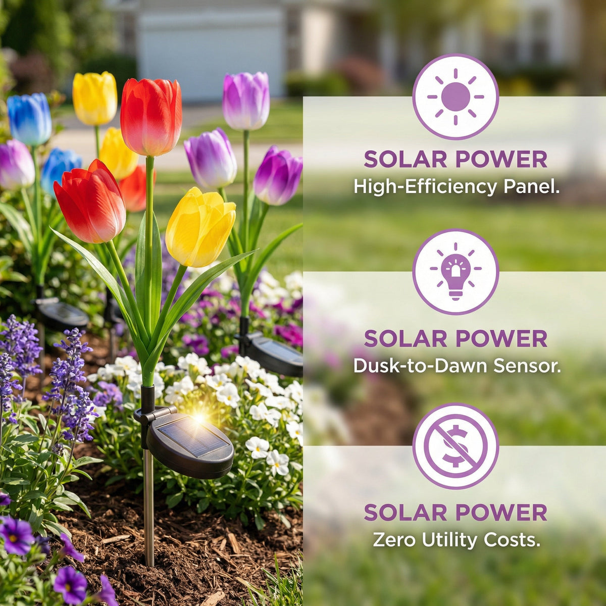 Solar Colorful Tulip Garden Stake Lights, Outdoor LED Flower Lights