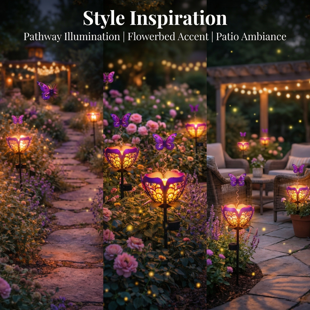 Solar-Powered Butterfly Lotus Garden Light – Warm Glow Outdoor Lawn Decor