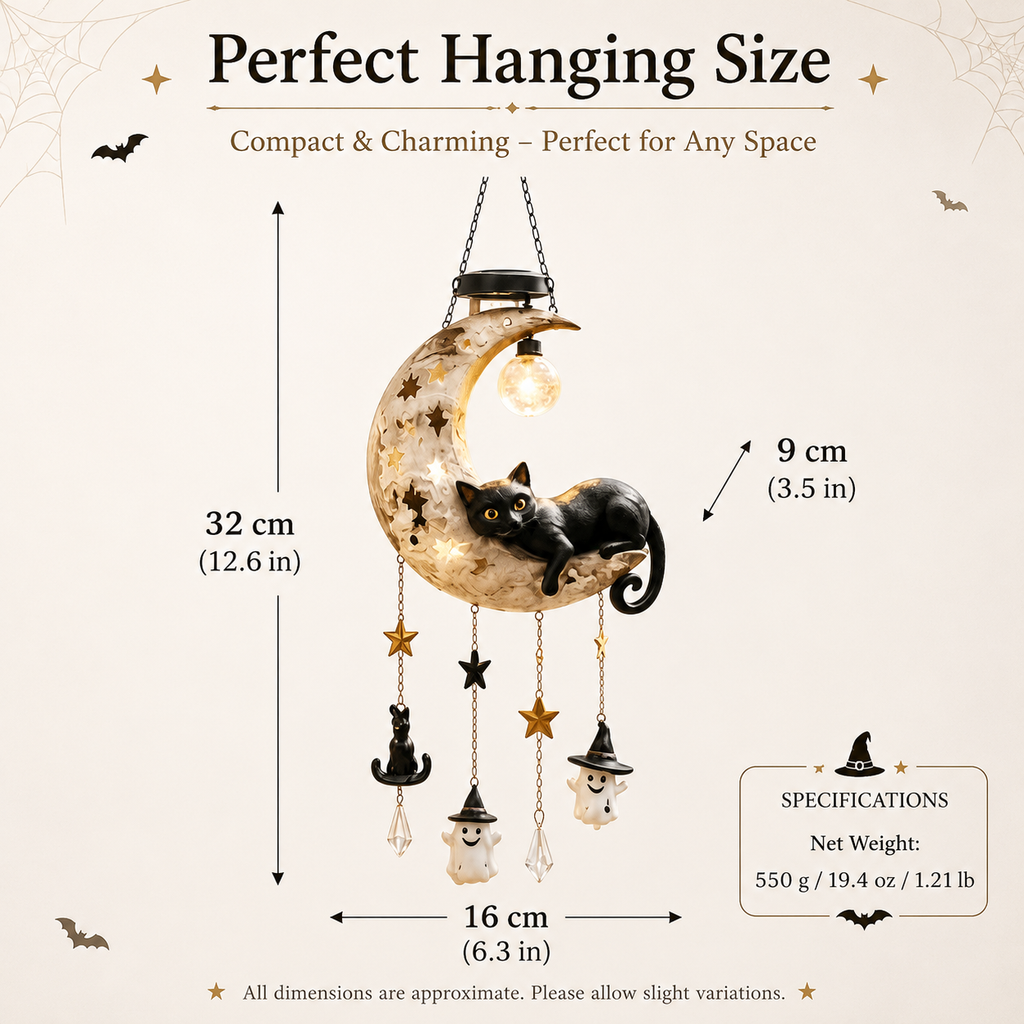 Halloween Moon Cat Hanging Decor with Light