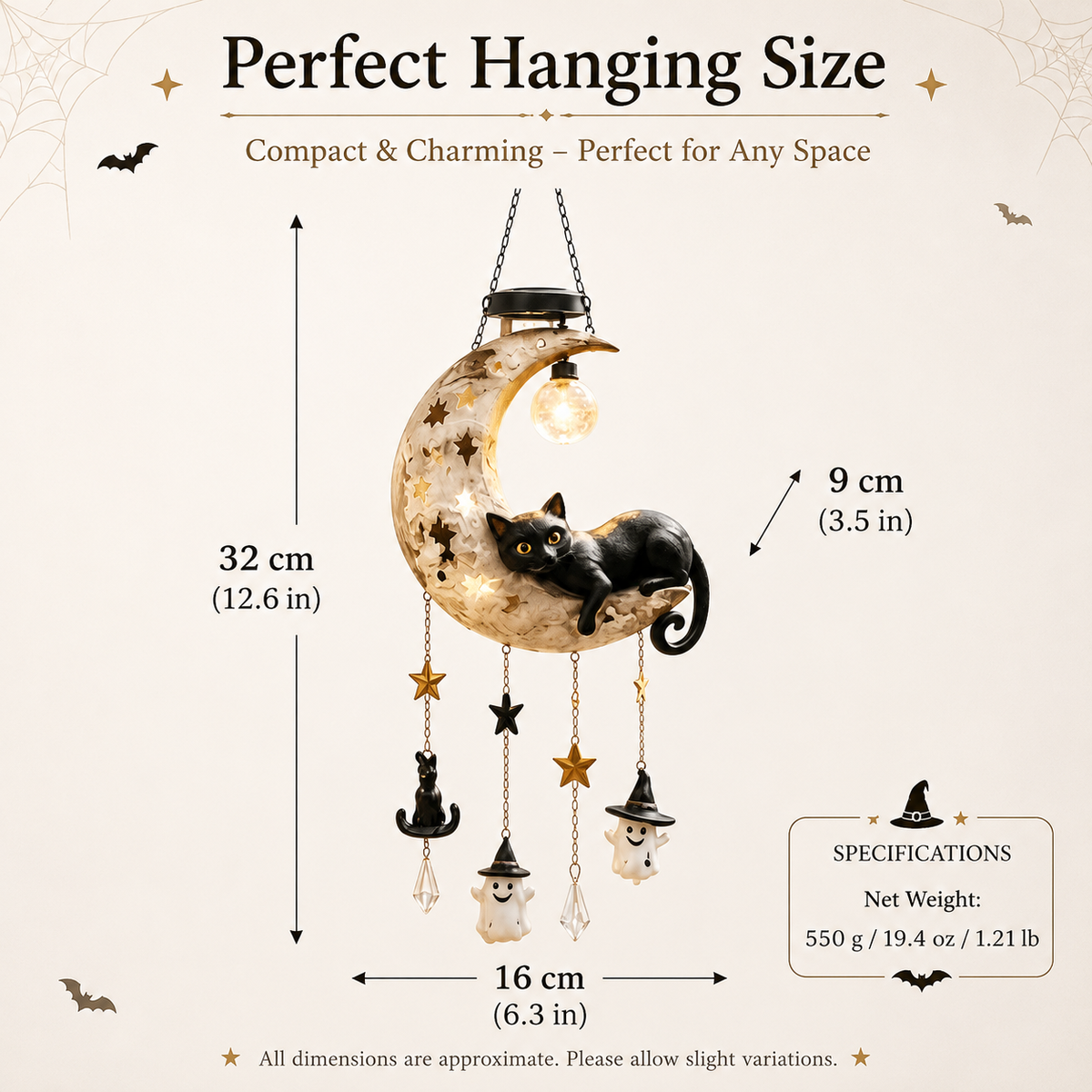 Halloween Moon Cat Hanging Decor with Light