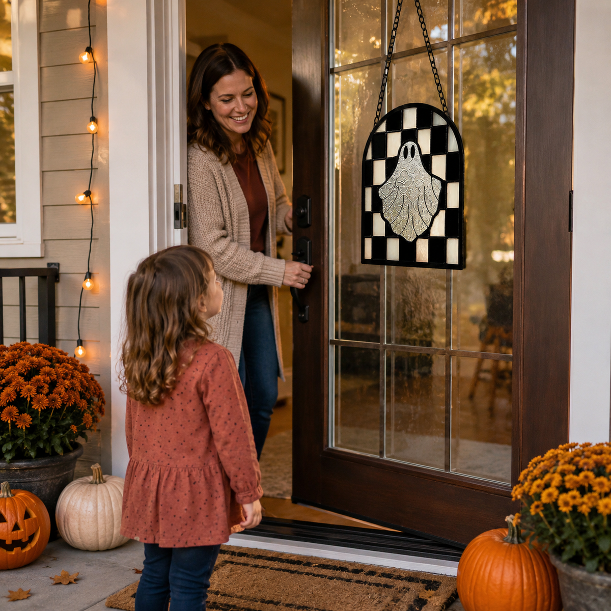 Halloween Ghost Stained Glass Window Suncatcher â€“ Hanging Ghost Window Decor