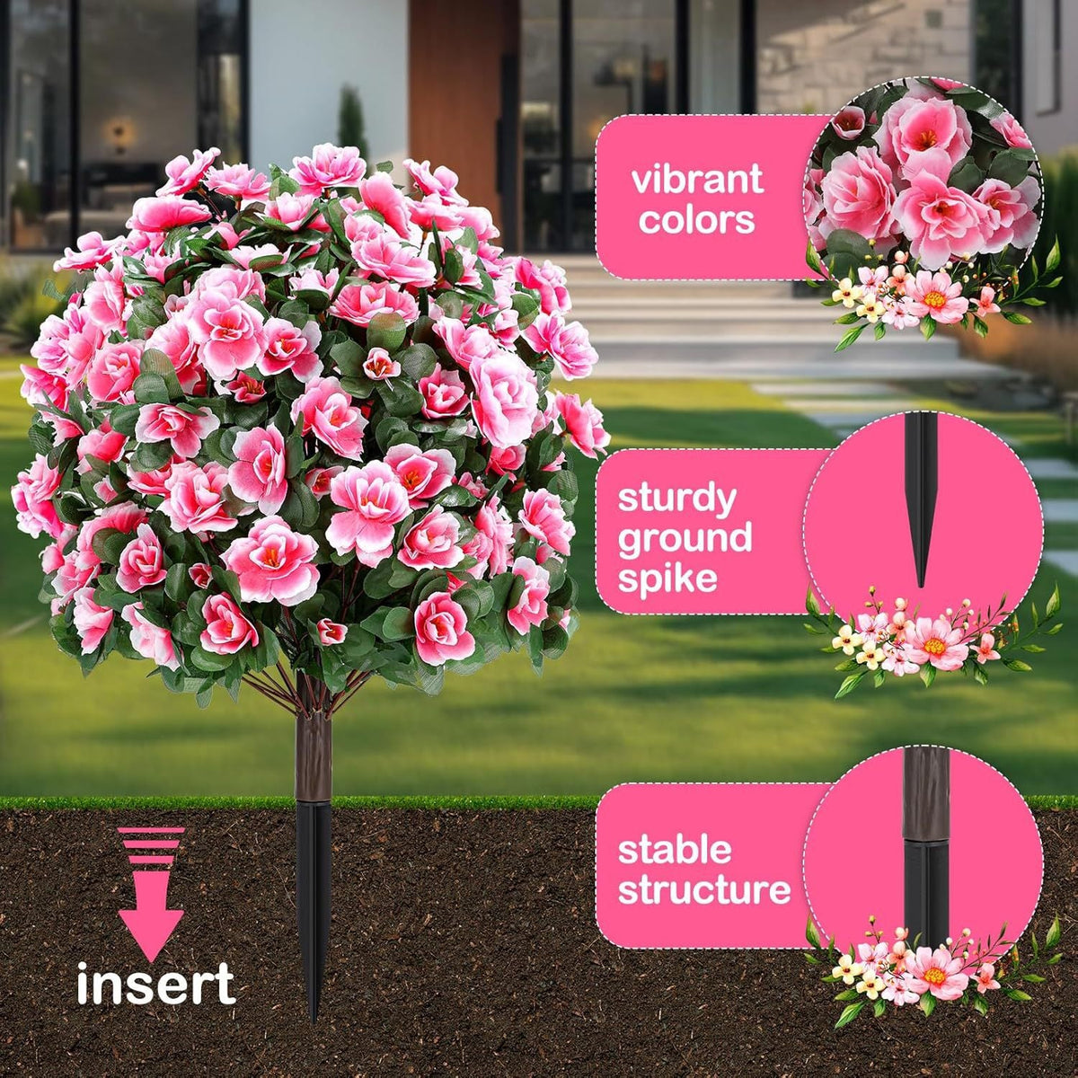 Artificial Pink Azalea Flower Ball for Garden & Porch