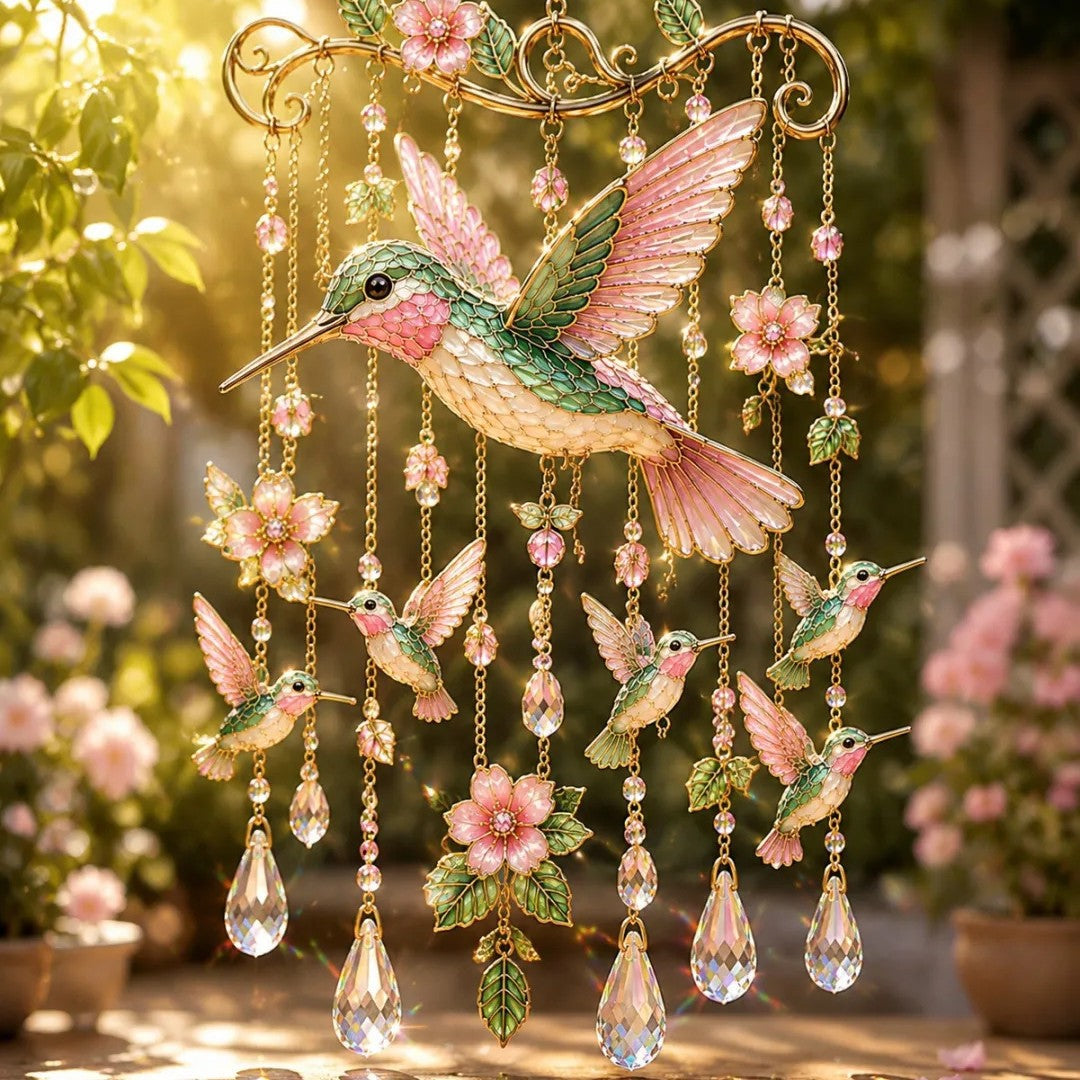 🐦Elegant Hummingbird Garden Wind Chime Suncatcher