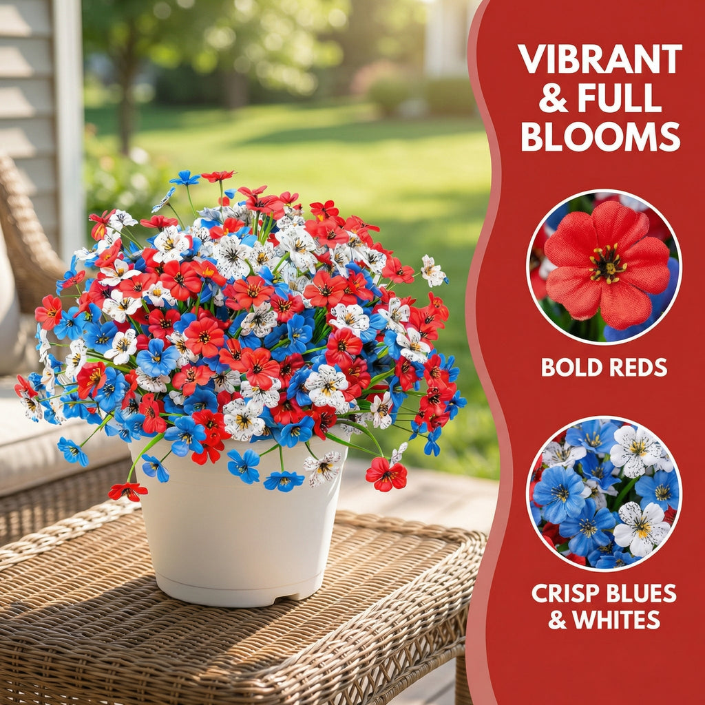 Patriotic Red, White & Blue Faux Floral Arrangement