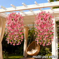 3Pcs Artificial Hanging Morning Glory Flowers with Greenery, UV Resistant