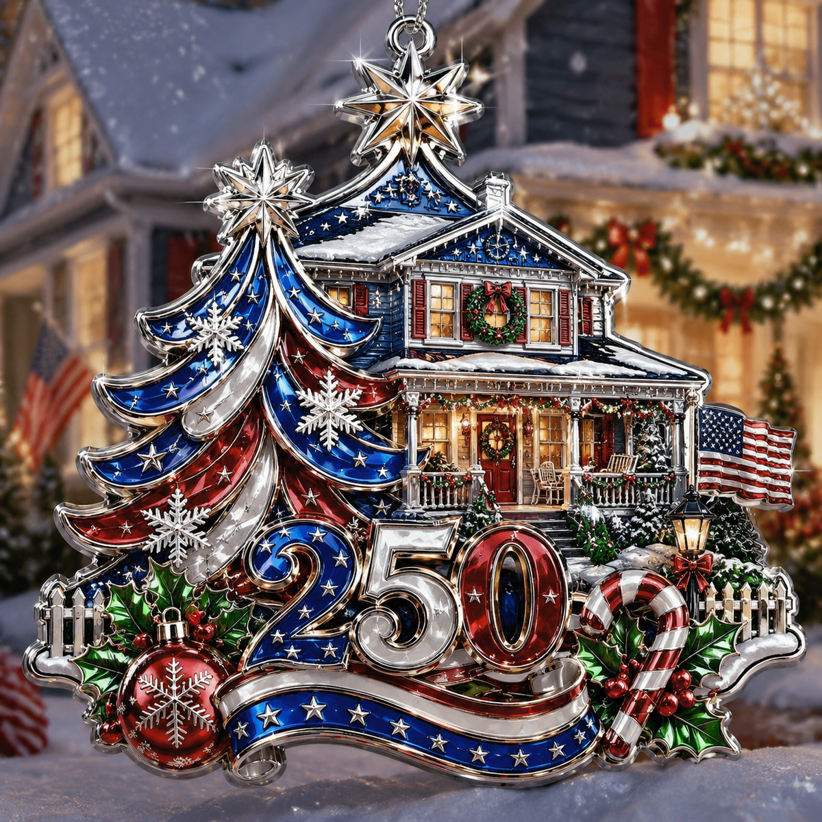 🇺🇸 USA 250th Anniversary Christmas Ornament – A Timeless Tribute to American Pride