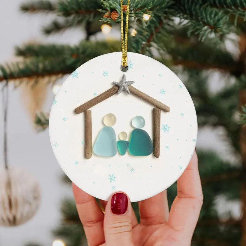 Sea Glass Nativity Christmas Ornament