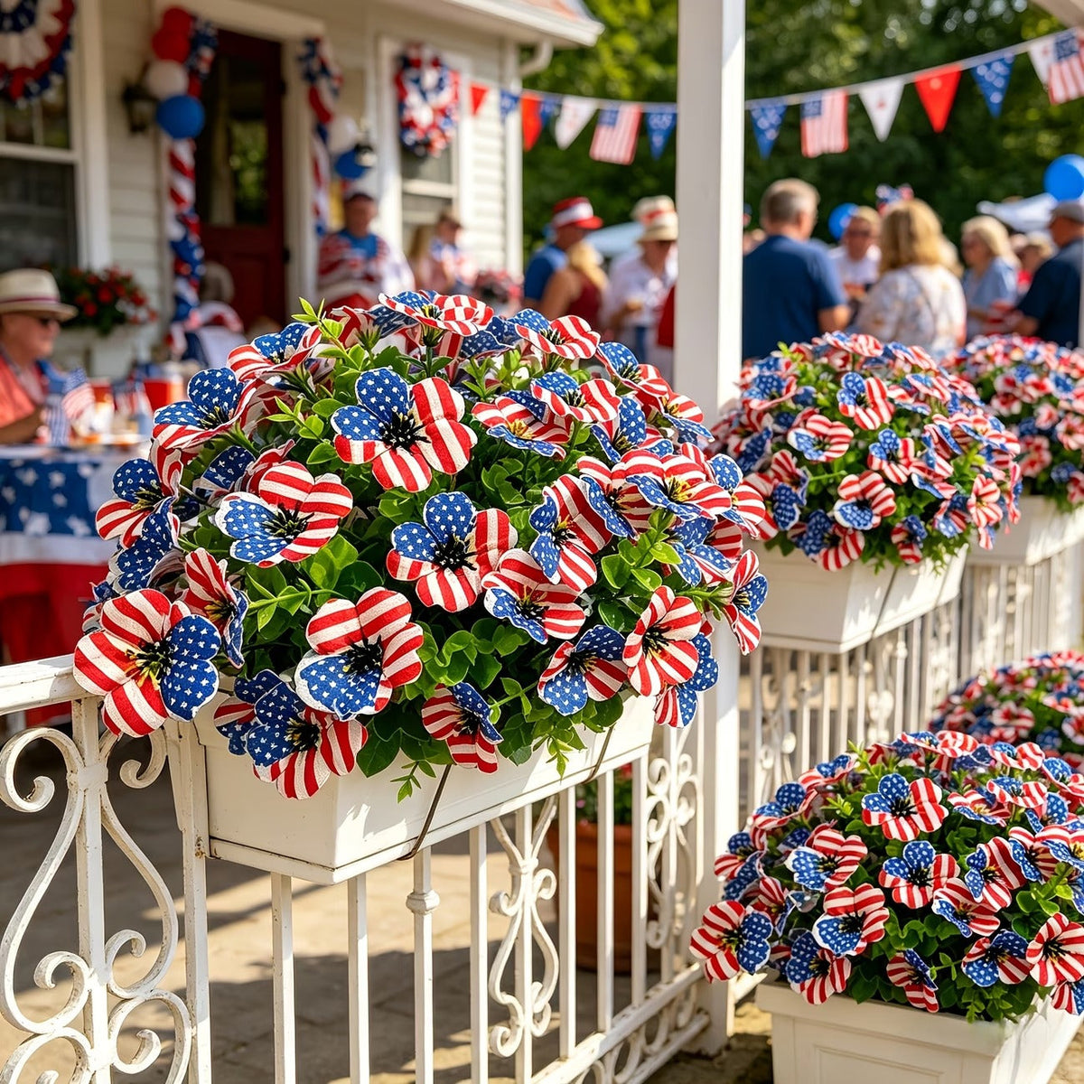 American Flag Faux Flower Bouquet - 12 Pcs
