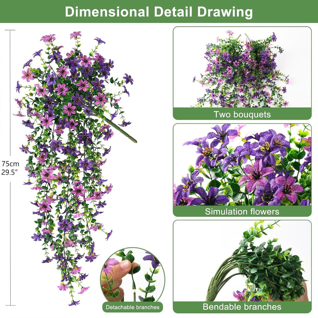 2 PCS Outdoor Cascading Daisy & Eucalyptus Florals – UV Resistant Hanging Faux Flower Bundles