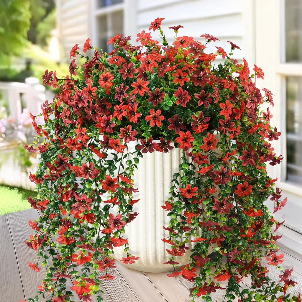 2 PCS Outdoor Cascading Daisy & Eucalyptus Florals – UV Resistant Hanging Faux Flower Bundles