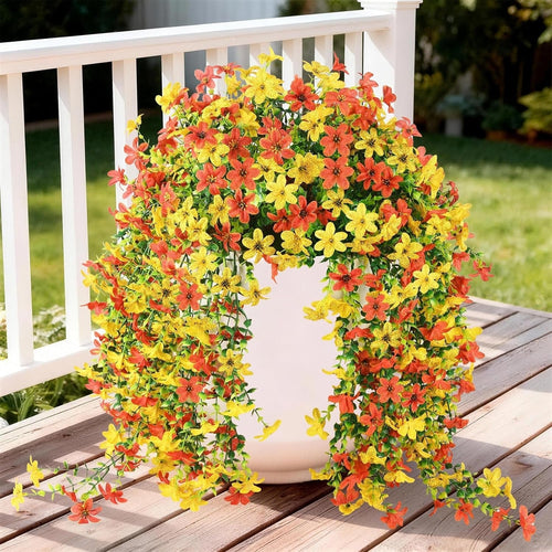 2 PCS Outdoor Cascading Daisy & Eucalyptus Florals – UV Resistant Hanging Faux Flower Bundles