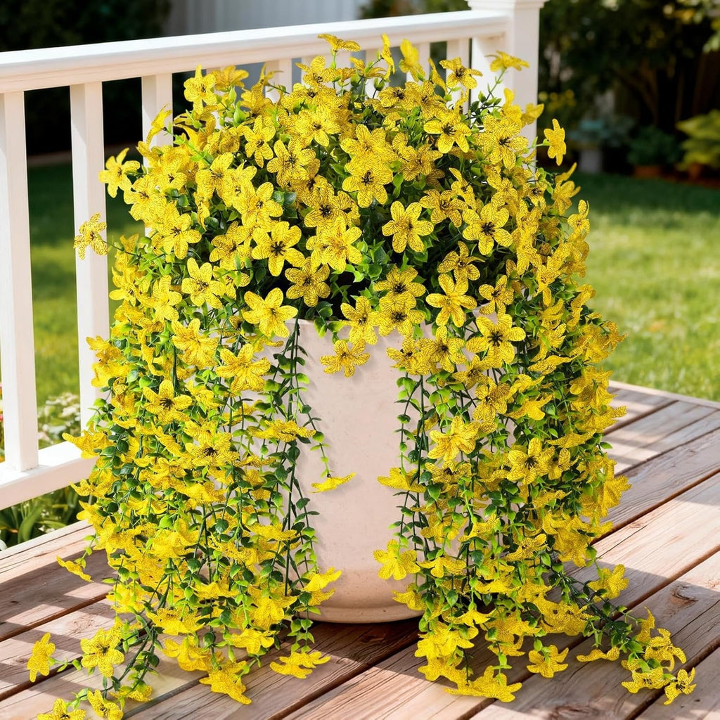 2 PCS Outdoor Cascading Daisy & Eucalyptus Florals – UV Resistant Hanging Faux Flower Bundles