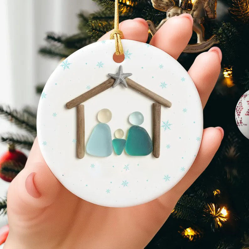 Sea Glass Nativity Christmas Ornament